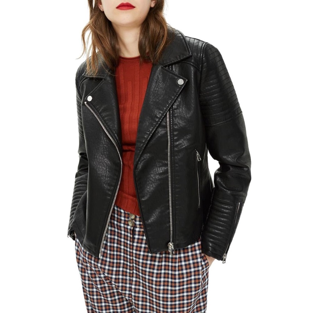 Topshop Rosa Faux Leather Biker Jacket